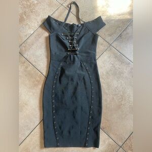 Sourpuss Black Mini Dress with Grommet Details